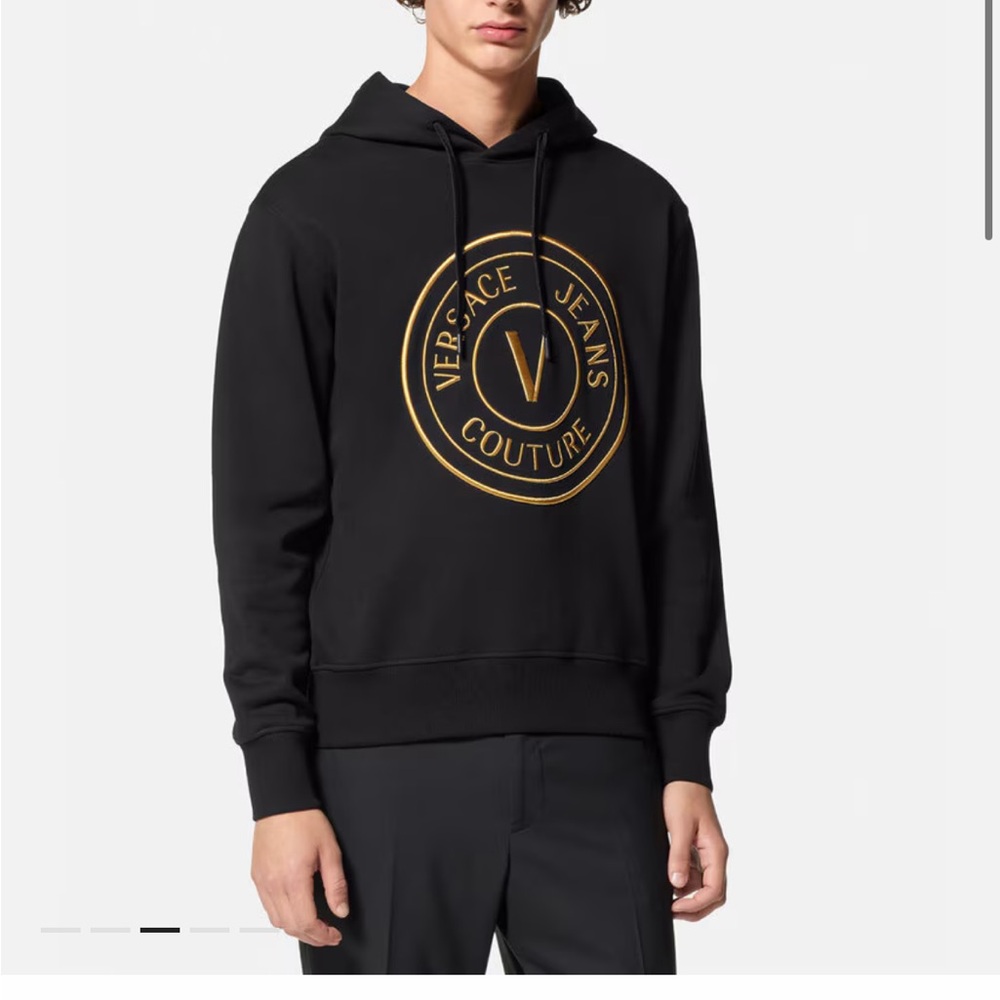 Versace Jeans Collection Black and Gold Logo Hoodie